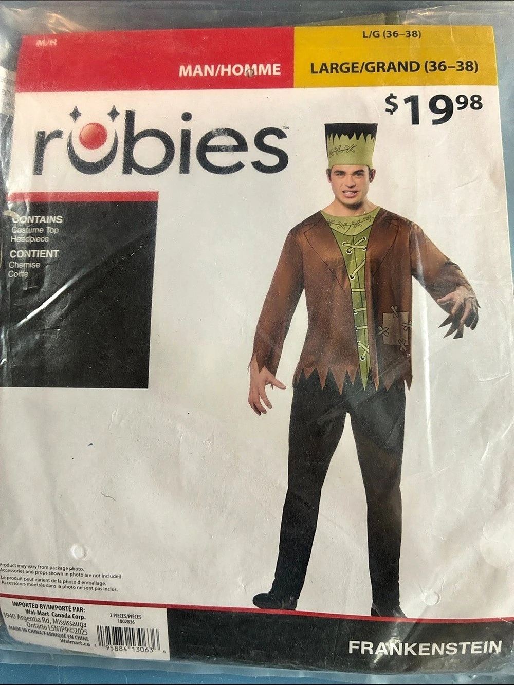 Rubie's Frankenstein Men's Halloween Costume L/XL NWT